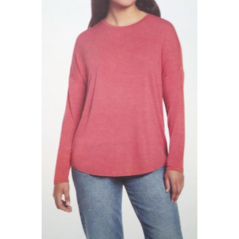 GAP Women's Soft Slub Scoop Neck Long Sleeve Pink T-Shirt Size M. W